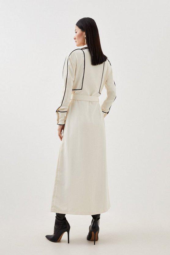 Karen Millen UK SALE Contrast Twill Woven Midaxi Dress - ivory