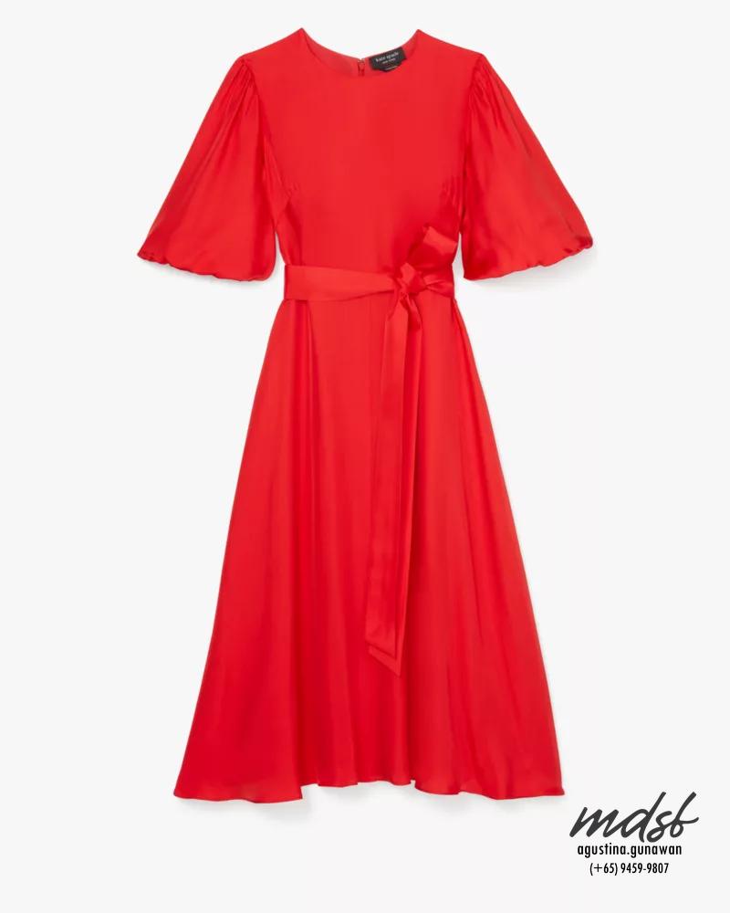 Kate Spade US Silk-blend Matinee Dress - Engine Red
