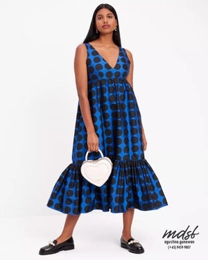 Kate Spade US Art Dots Midi Dress - Stained Glass Blue