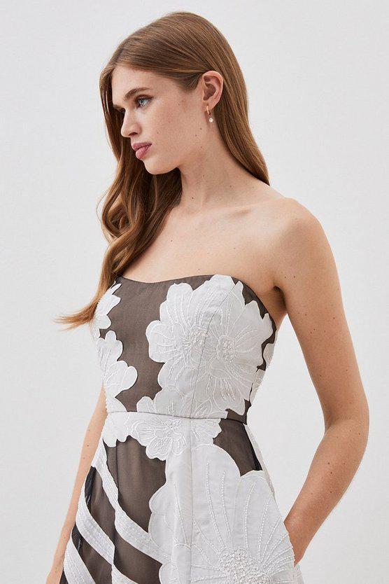 Karen Millen UK SALE Lydia Millen Applique Organdie Bandeau Woven Maxi Dress