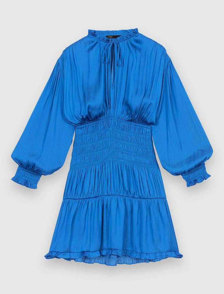 Maje UK END OF YEAR SALE Blue smocked dress