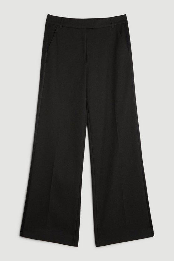 Karen Millen UK SALE The Founder Premium Twill Straight Leg Tailored Trousers - black