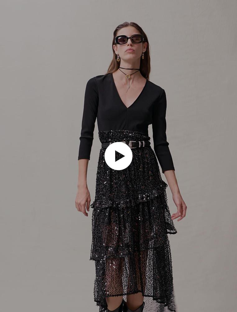 Maje UK END OF YEAR SALE Sequin and mesh maxi dress