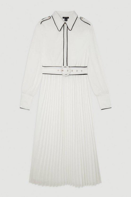 Karen Millen UK SALE Piping Detail Woven Belted Maxi Dress