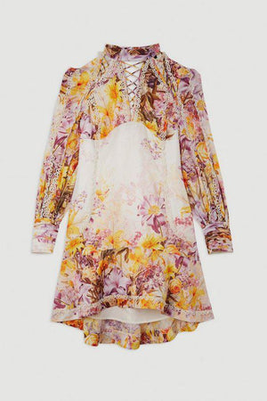 Karen Millen UK SALE Trailing Floral Woven Mini Dress