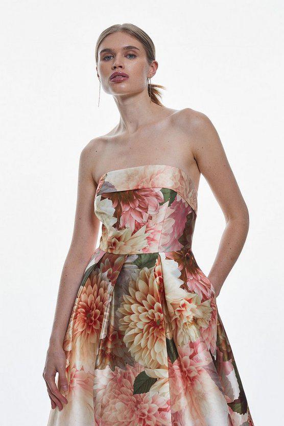 Karen Millen UK SALE Garden Floral Maxi Split Prom Dress - floral