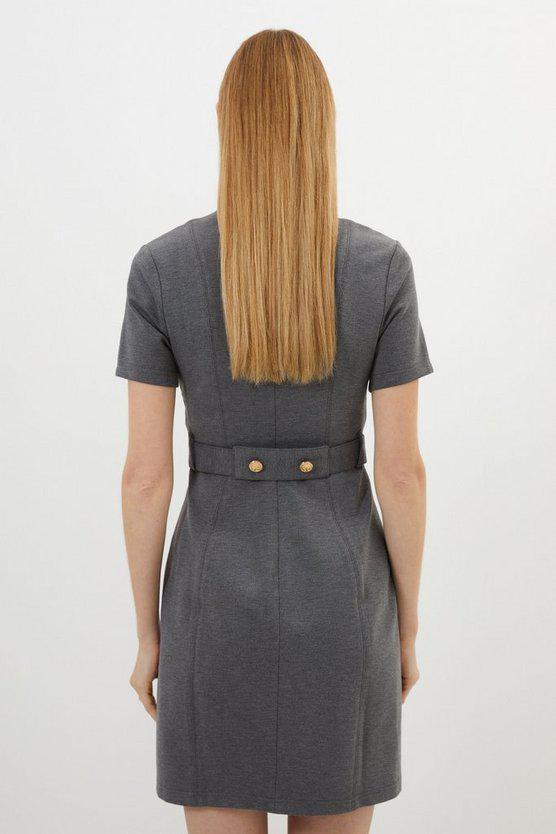 Karen Millen UK SALE Ponte Belted Jersey Mini Dress - charcoal