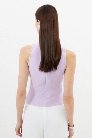 Karen Millen UK SALE Figure Form Bandage Asymmetric Knit Top - lilac