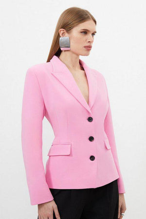 Karen Millen UK SALE Compact Stretched Tailored Darted Blazer - pink