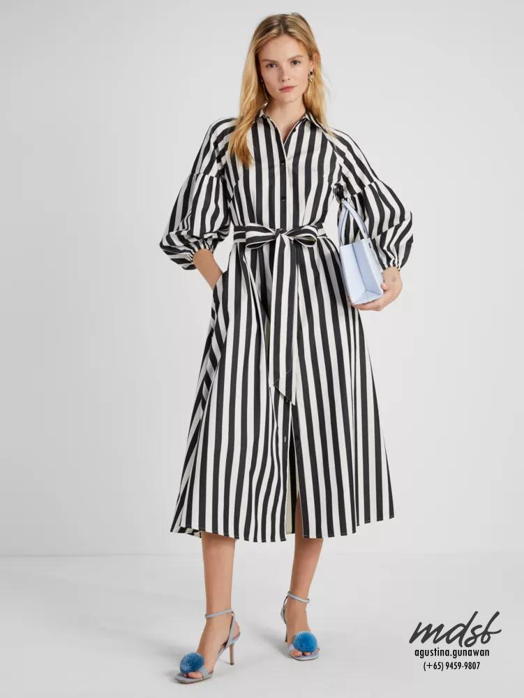 Kate Spade US Terrace Stripe Dress - Black/Cream