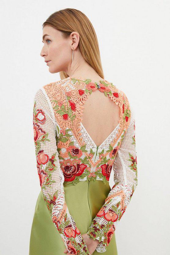 Karen Millen UK SALE Tall Premium Satin Guipure Lace Maxi Dress