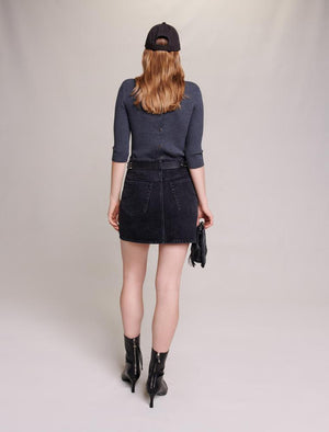 Maje UK END OF YEAR SALE Short denim skirt with rhinestones