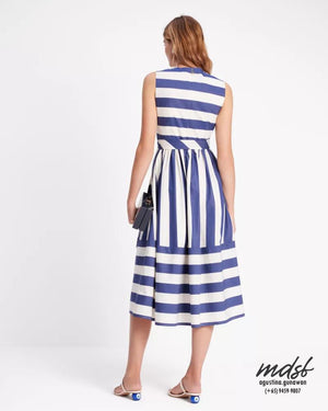 Kate Spade US Awning Stripe Tie-waist Dress - Cream/French Navy