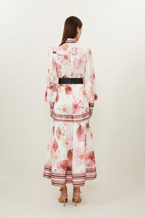 Karen Millen UK SALE Floral Printed Woven Maxi Dress