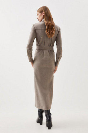Karen Millen UK SALE Lydia Millen Tailored Wool Blend Belted Shirt Dress