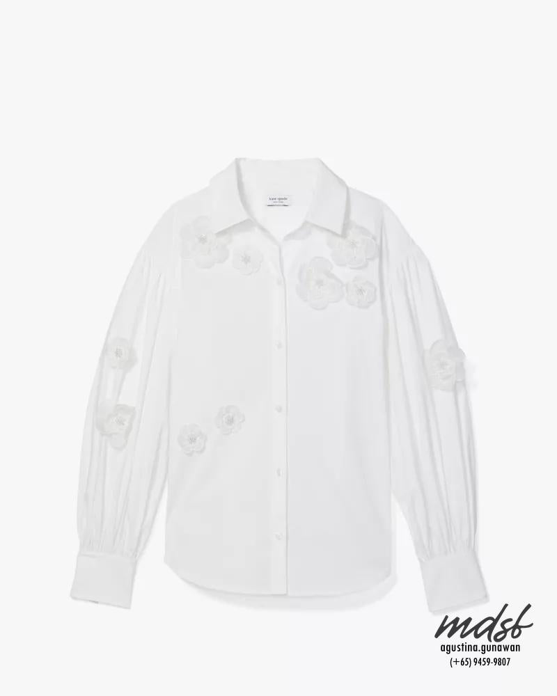 Kate Spade US Organza Flower Andie Shirt - Fresh White