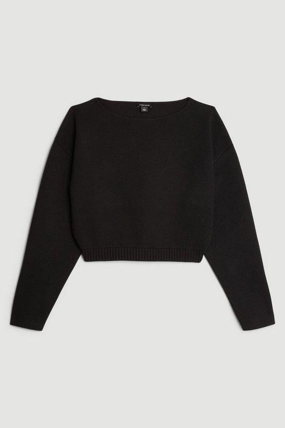 Karen Millen UK SALE Lydia Millen Viscose Blend Milano Knit Top Co-ord - black