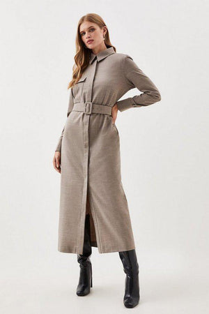 Karen Millen UK SALE Lydia Millen Tailored Wool Blend Belted Shirt Dress