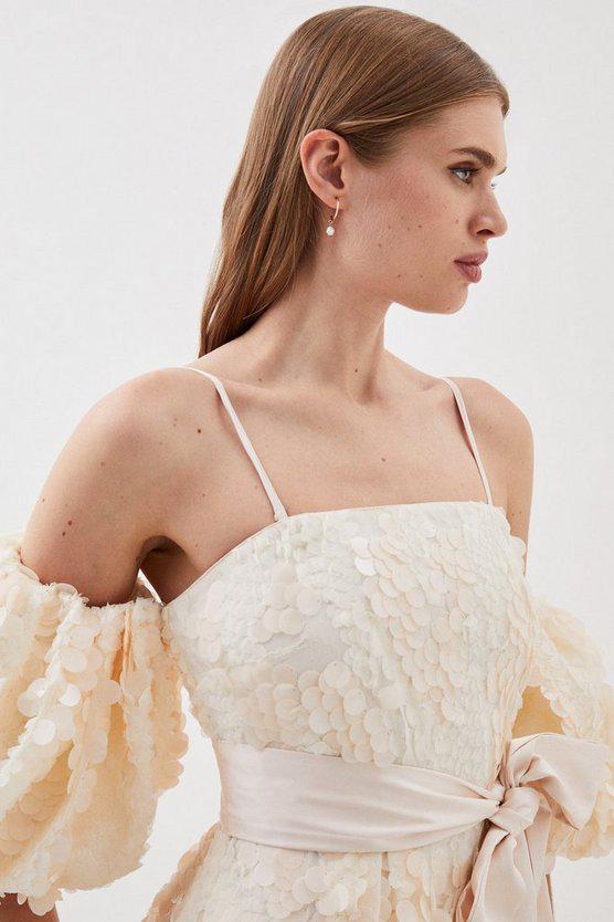 Karen Millen UK SALE Lydia Millen Sequin Bardot Woven Midi Dress