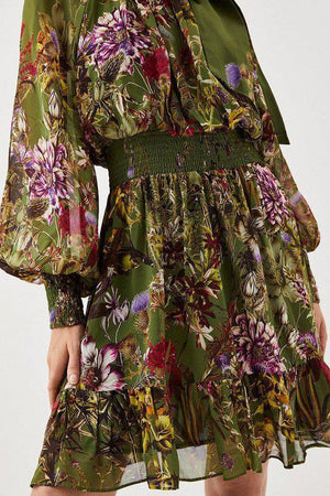 Karen Millen UK SALE Lydia Millen Viscose Floral Border Print Woven Mini Dress