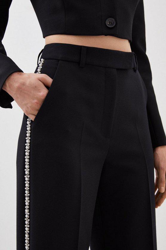 Karen Millen UK SALE Lydia Millen Tailored Compact Stretch Embellished Trousers
