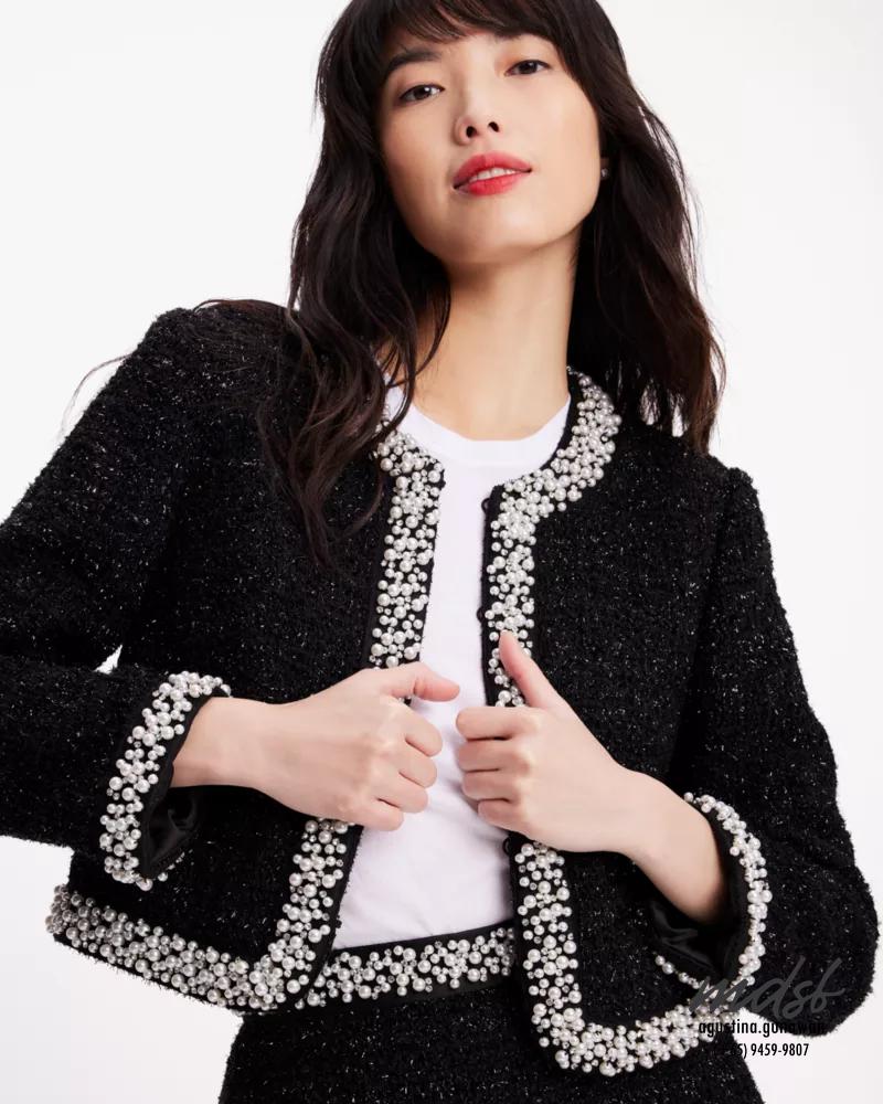 Kate Spade US Embellished Tweed Jacket - Black