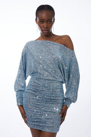 Karen Millen UK SALE Stretch Jersey Sequin Mini Dress