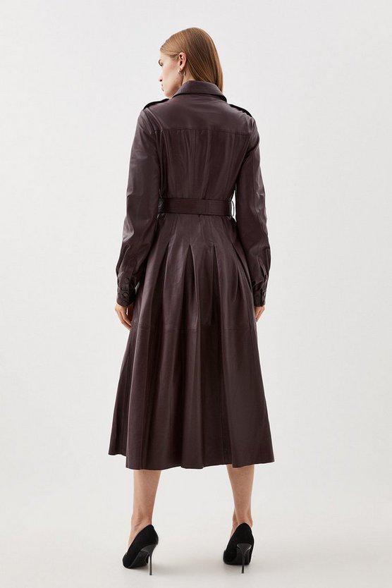 Karen Millen UK SALE Lydia Millen Leather Belted Shirt Dress - mulberry