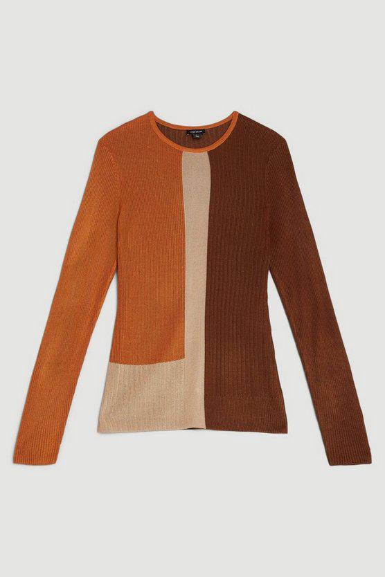 Karen Millen UK SALE Viscose Sheer Knit Knit Top - neutral