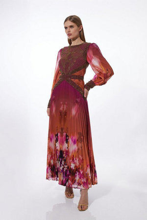 Karen Millen UK SALE Floral Embroidery Woven Midi Dress