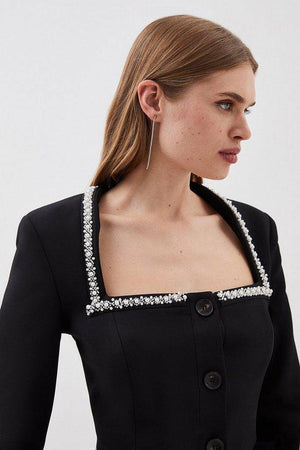 Karen Millen UK SALE Lydia Millen Tailored Compact Stretch Embellished Jacket