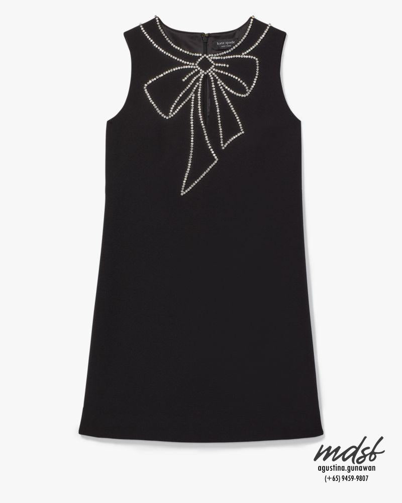 Kate Spade US Embellished Bow Crepe Dress - Black