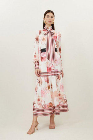 Karen Millen UK SALE Floral Printed Woven Maxi Dress