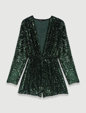 Maje UK END OF YEAR SALE Sequinned wide-leg playsuit