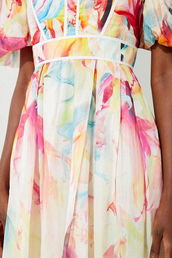 Karen Millen UK SALE Ombre Floral Silk Cotton Midi Dress
