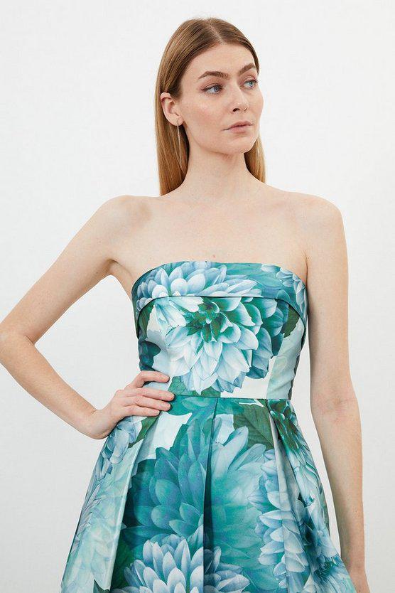 Karen Millen UK SALE Garden Floral Maxi Split Prom Dress - green