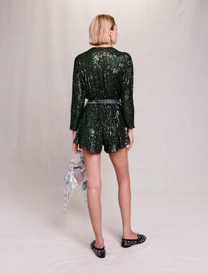 Maje UK END OF YEAR SALE Sequinned wide-leg playsuit