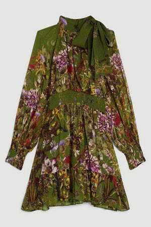 Karen Millen UK SALE Lydia Millen Viscose Floral Border Print Woven Mini Dress